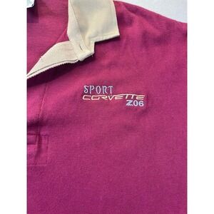 Outer Banks Mens Large Corvette Z06 Polo Shirt Maroon Long Sleeve‎ Cotton